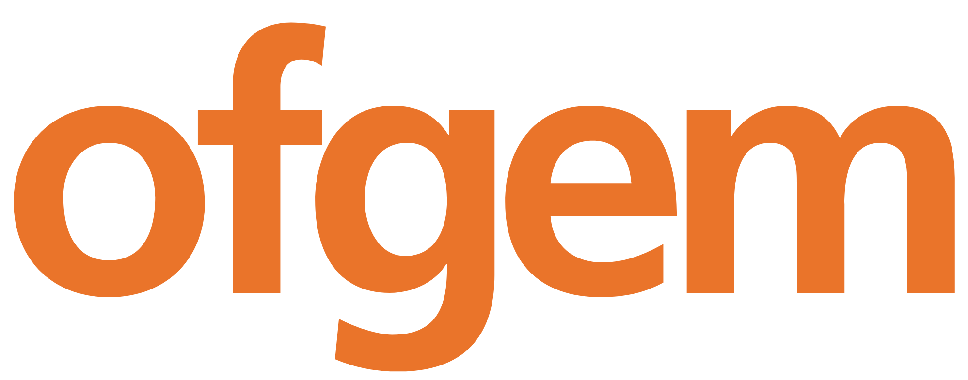 The logo for Ofgem in orange lettering against a white backdrop